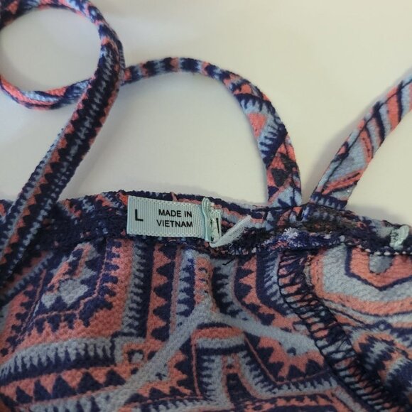 Maurices Geometric Tank Top Spaghetti Cross Strap Pink Blue Long Womens Large - Picture 5 of 9